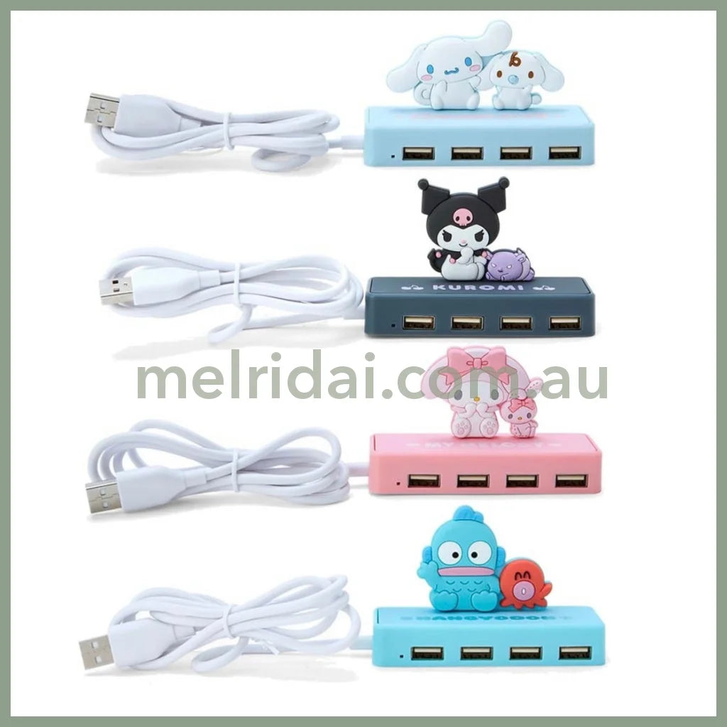 Sanrio | Slim Usb 2.0 Hub Size 9.5X3X6.3 Cm 日本三丽鸥 Usb多孔插座/扩充器/扩展器