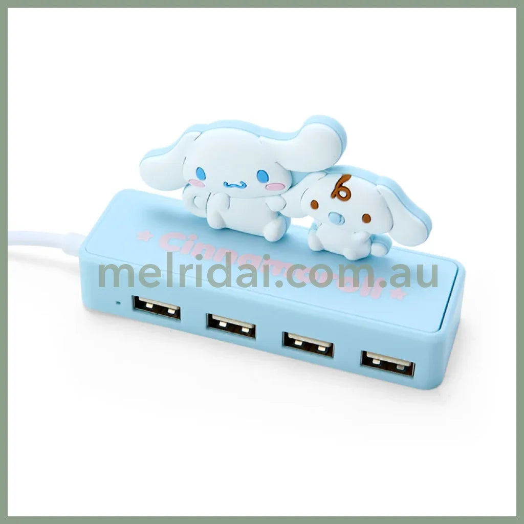 Sanrio | Slim Usb 2.0 Hub Size 9.5X3X6.3 Cm 日本三丽鸥 Usb多孔插座/扩充器/扩展器 玉桂狗Cinnamoroll