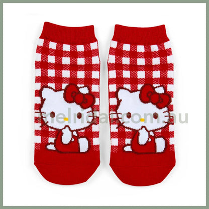 Sanrio | Socks 23 - 25Cm 日本三丽鸥 女款短袜 格纹 凯蒂猫Hello Kitty