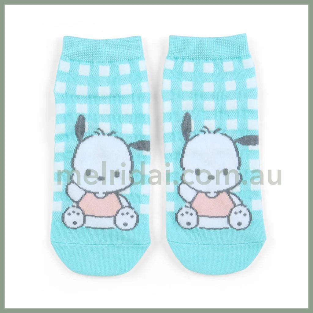 Sanrio | Socks 23 - 25Cm 日本三丽鸥 女款短袜 格纹 帕恰狗Pochacco