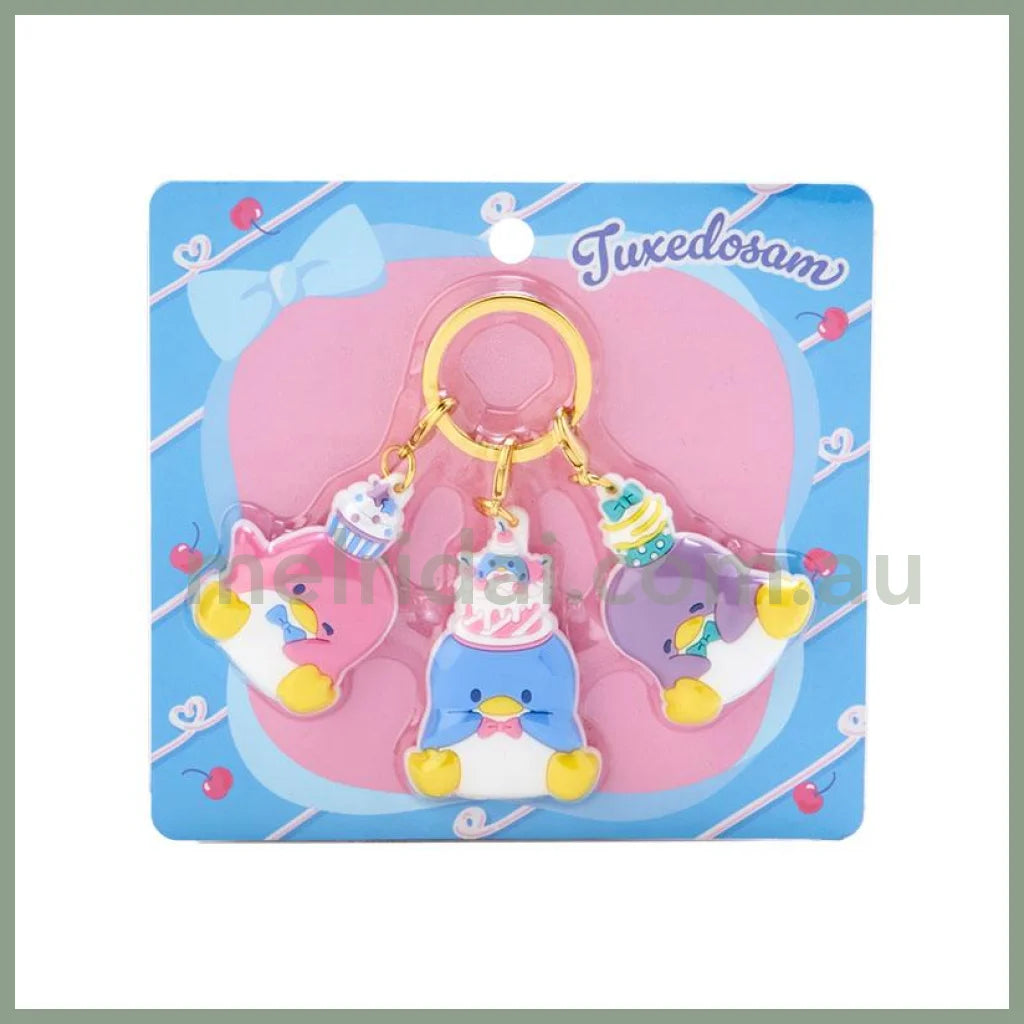 Sanrio | Tuxedosam Rubber 3 Charm Keychain 10 X 8 4Cm (Birthday) 日本三丽鸥 山姆企鹅 三连挂件/钥匙链