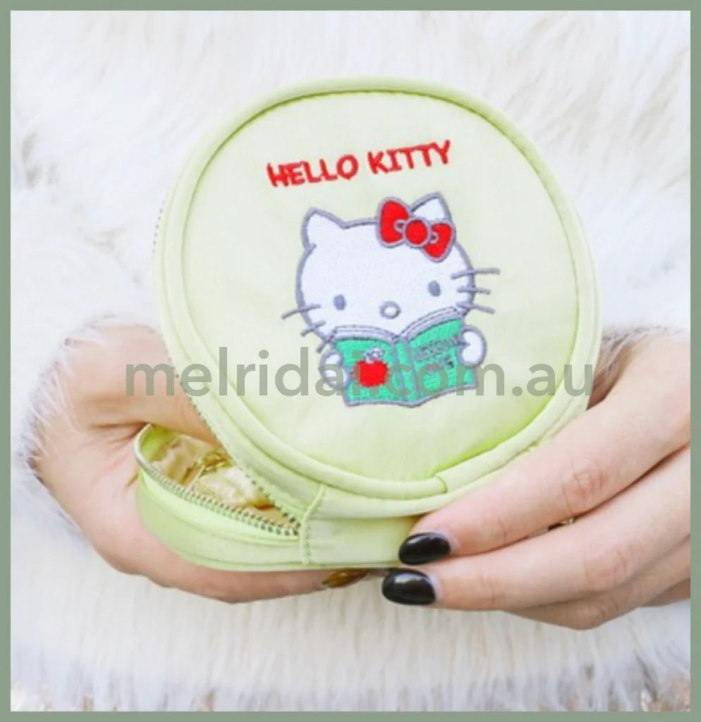 Sanrio X Accomode | Hello Kitty Accessory Pouch 10 3 Cm 日本三丽鸥 凯蒂猫50周年合作款 限量款 双面刺绣收纳包/首饰包/饰品包 绿 Green