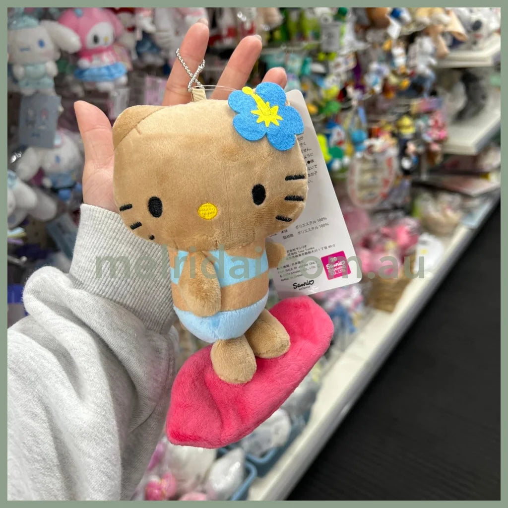 Sanrio X Avail | Tan Hello Kitty 50Th Anniversary Mascot Holder Plush Keychain (Surfing)