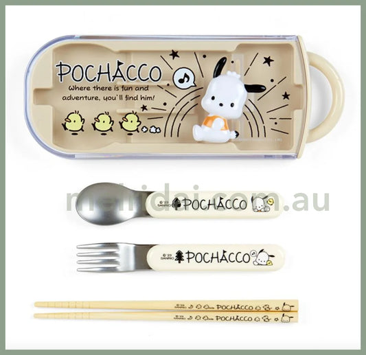 Sanriolunch Trio Set (Fork Spoon Chopsticks) Pochacco ///