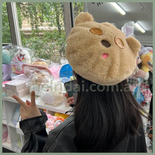 Usj｜Minons Bob’s Favourite Bear Tim Fluffy Beret Hat 大阪环球影城 神偷奶爸/小黄人 Tim熊 毛绒贝雷帽 头围可调节