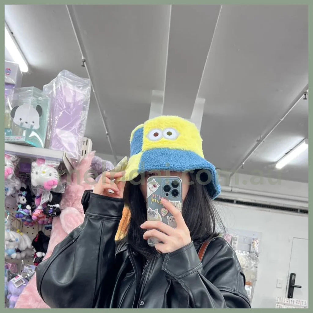 Usj｜Minons Fluffy Bucket Hat 大阪环球影城 神偷奶爸/小黄人 羊羔毛 毛绒 渔夫帽 头围可调节