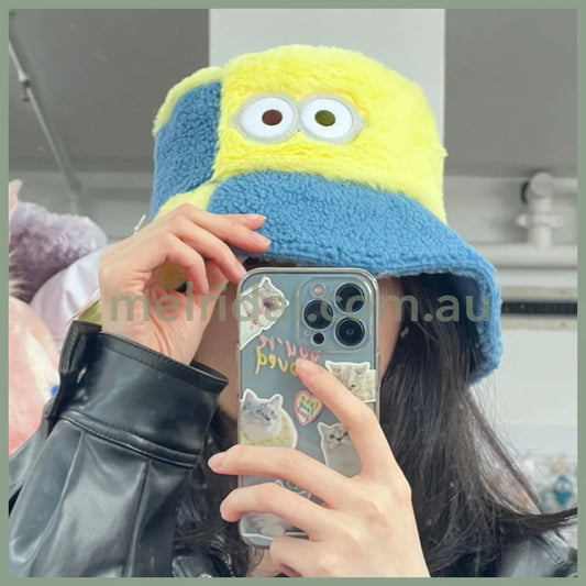 Usj｜Minons Fluffy Bucket Hat 大阪环球影城 神偷奶爸/小黄人 羊羔毛 毛绒 渔夫帽 头围可调节