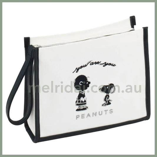 Usj | Peanuts Embroidery Bag W21.5Cm×H18Cm 大阪环球影城 史努比 帆布刺绣收纳包/手拿包