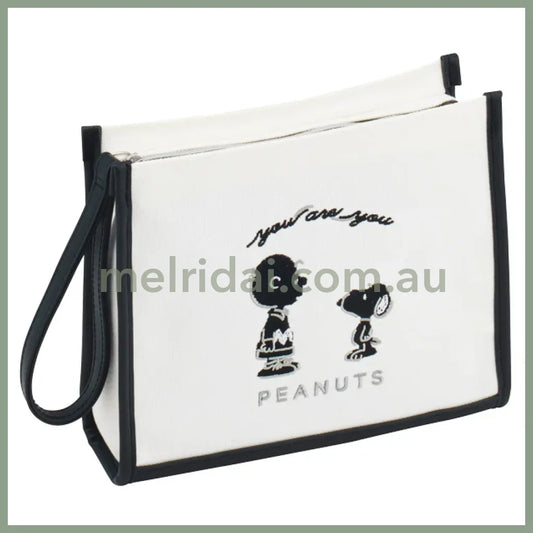 Usj | Peanuts Embroidery Bag W21.5Cm×H18Cm 大阪环球影城 史努比 帆布刺绣收纳包/手拿包