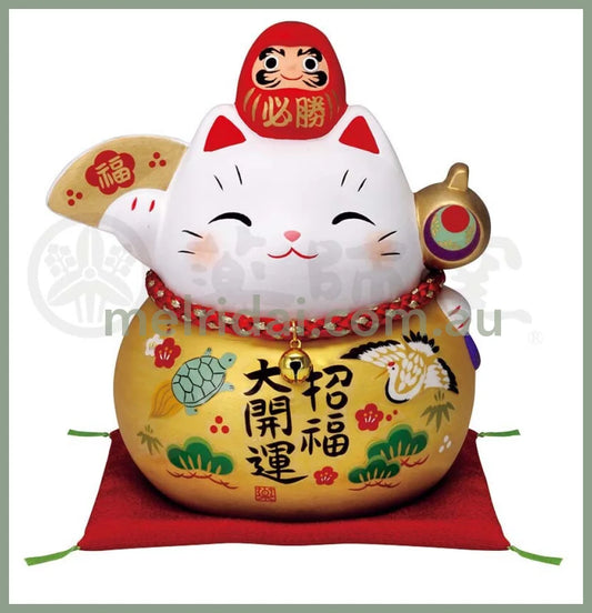 Yakushigama | Colored Painting Maneki-Neko Lucky Cat 14.5Cm 7689 药师窑 彩绘招财猫陶瓷摆件