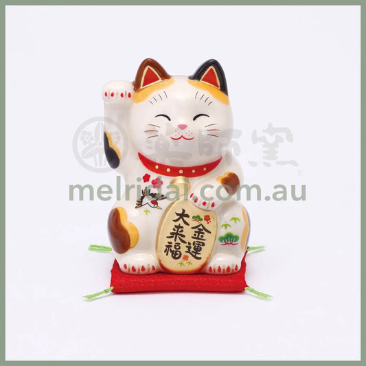 Yakushigama | Colored Painting Maneki-Neko Lucky Cat 8.5Cm|7843 药师窑 招财猫陶瓷摆件