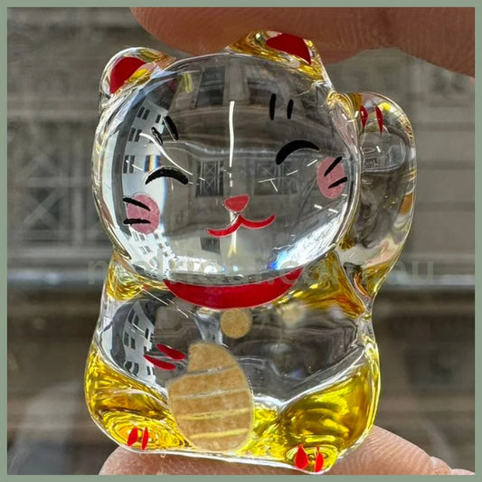 Yakushigama | Crystal Maneki-Neko Lucky Cat 3.5Cm 药师窑 招财猫水晶摆件